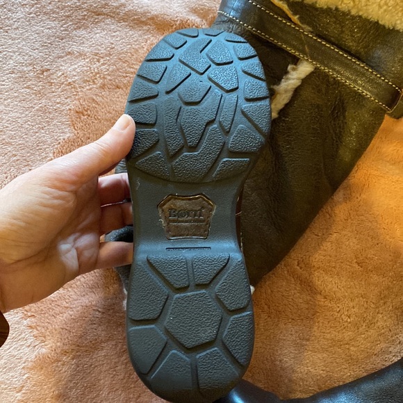 Born cognac leather/shearling lined boots, over the knee/ folds to knee - Picture 3 of 15